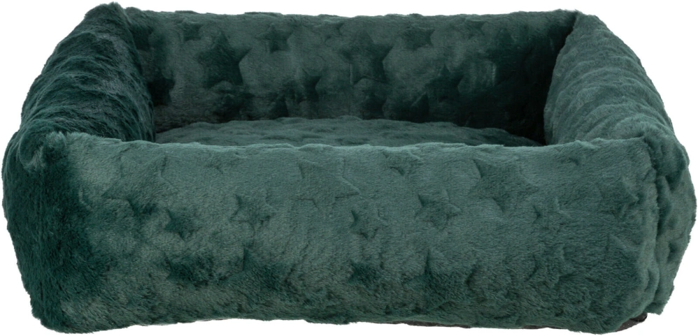 TRIXIE Xmas Bed Stars, vánoční obdélníkový pelech s okrajem, tmavá zelená 100 x 70 cm