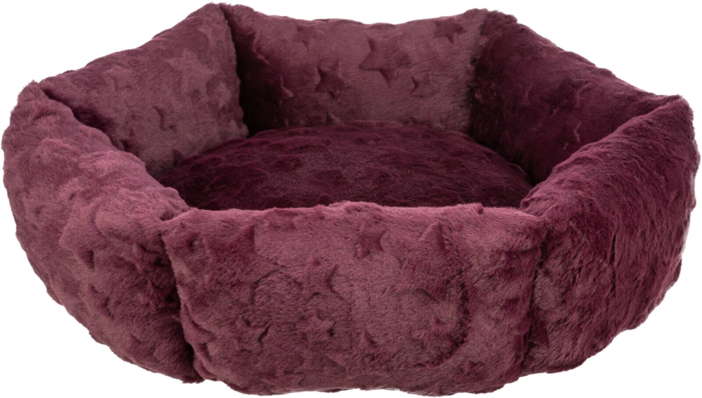 TRIXIE Xmas Bed Stars, vánoční kulatý pelech s okrajem, bordó ø 50 cm