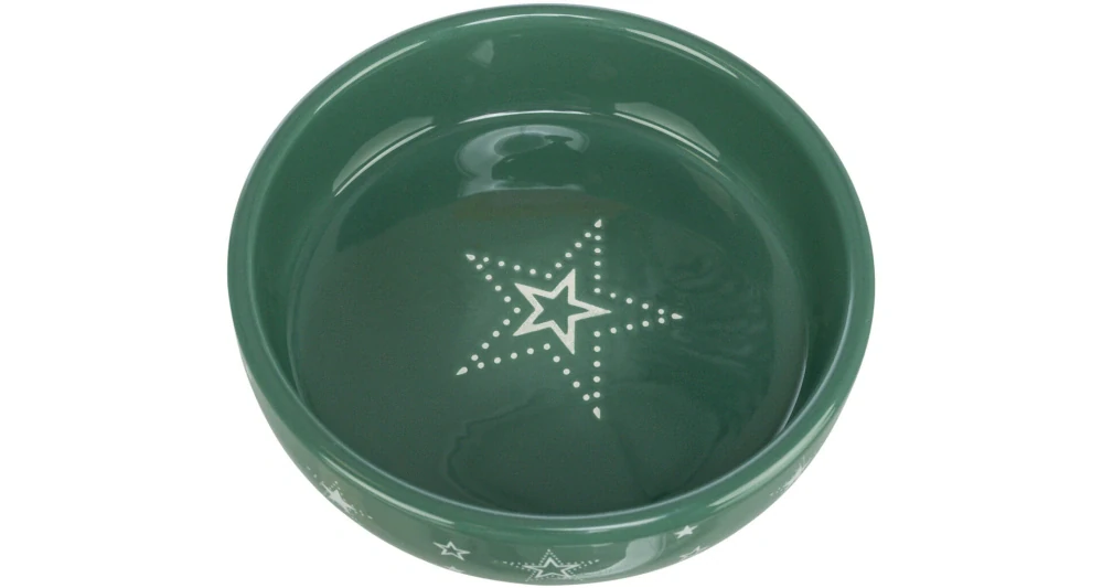 TRIXIE Xmas Bowl, vánoční keramická miska, 0.4 l/ø 15 cm, tmavá zelená