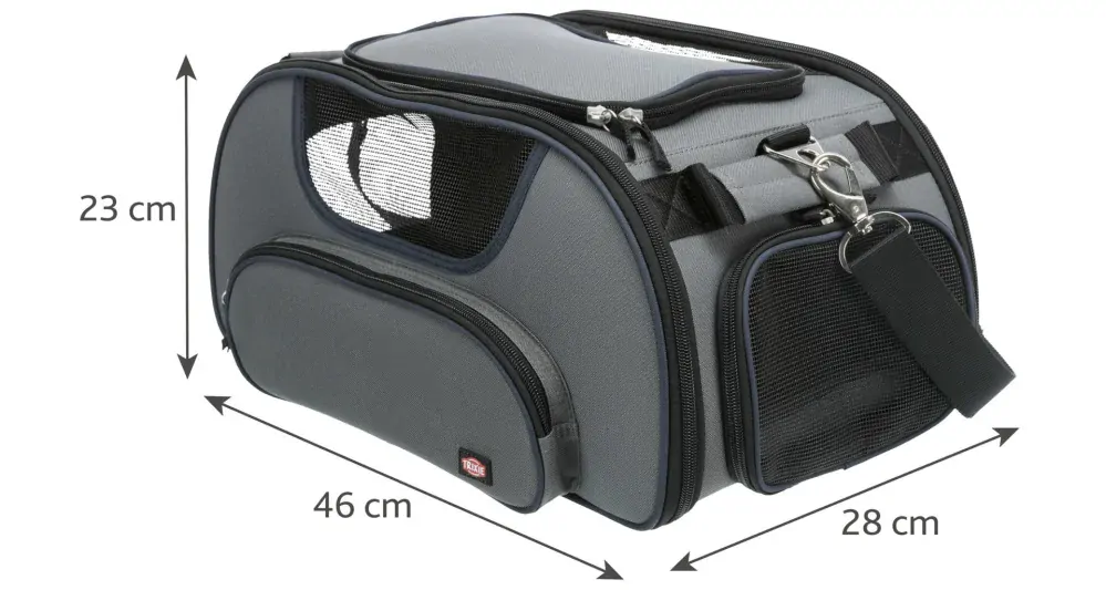 TRIXIE Transportní taška WINGS, do letadla, 28 x 23 x 46cm, šedá/modrá (max 20kg)