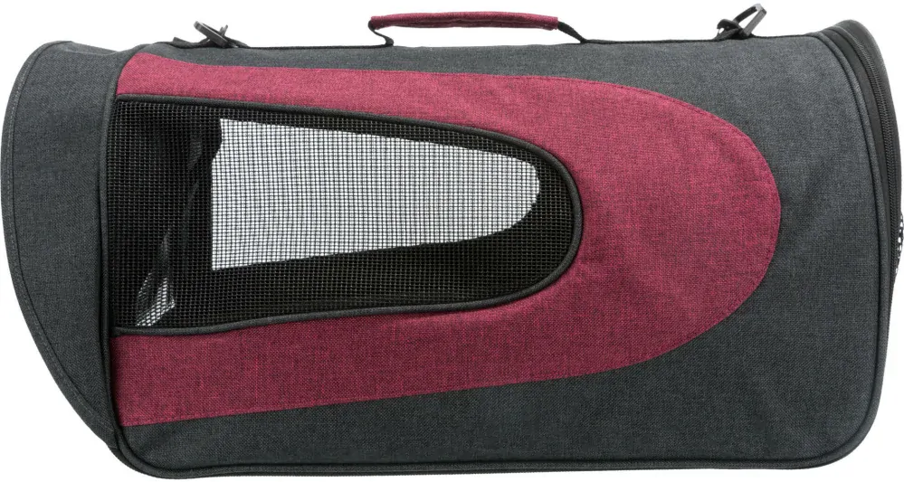 TRIXIE ALINA nylonová přepravní taška se síťkou 27x27x52 cm, antracit/bordó (max. 6 kg) - DOPRODEJ