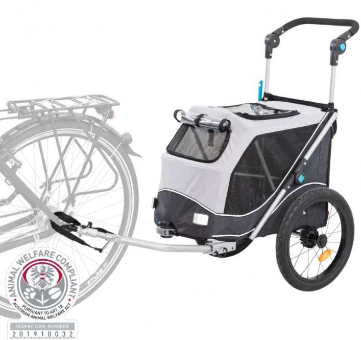 TRIXIE Vozík za kolo s funkcí rychlého skládání M 63 x 95 x 90/132 cm, nosnost max. 22 kg,  šedý