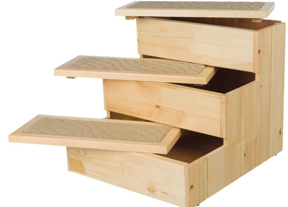 TRIXIE Dřevěné schody pro malé psy a kočky, max.50kg 40x38x45cm