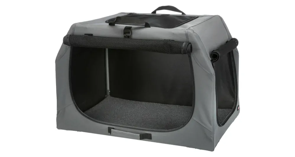 TRIXIE Skládací cestovní box EASY, S-M: 71 x 49 x 51cm, šedý