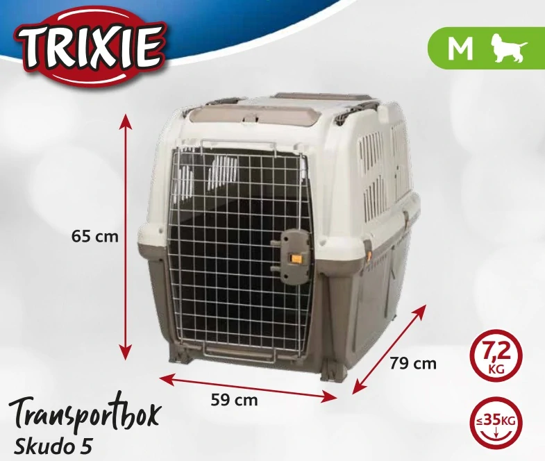 TRIXIE Transportní přepravka SKUDO 5, M, 59x65x79cm tmavě šedá/písková (max. 35kg)