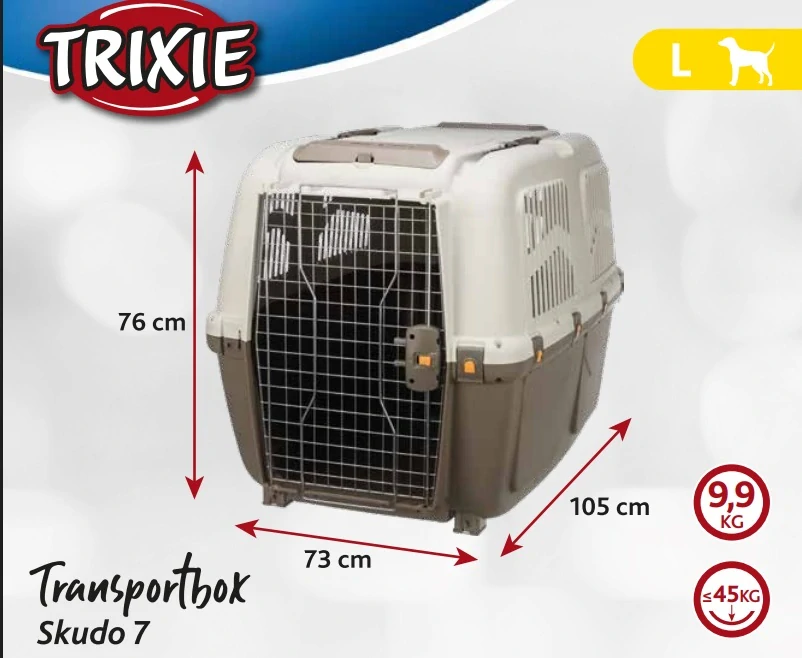 TRIXIE Transportní přepravka SKUDO 7, L, 73x76x105 cm, tmavě šedá/písková (max. 45kg)