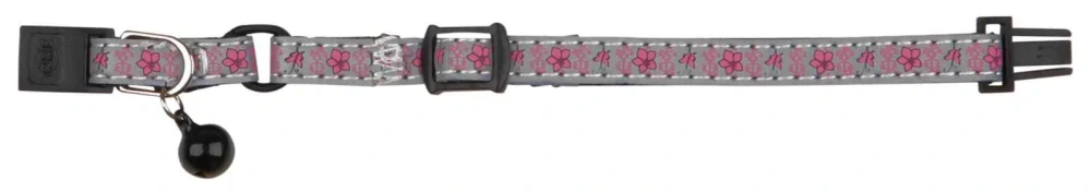 TRIXIE Reflexní obojek pro koťata s rolničkou, šedo/růžový s kytičk