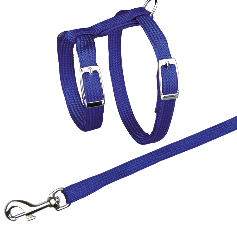 TRIXIE Postroj s vodítkem pro kočku jednobarevný 22-42cm/10mm 1,25m