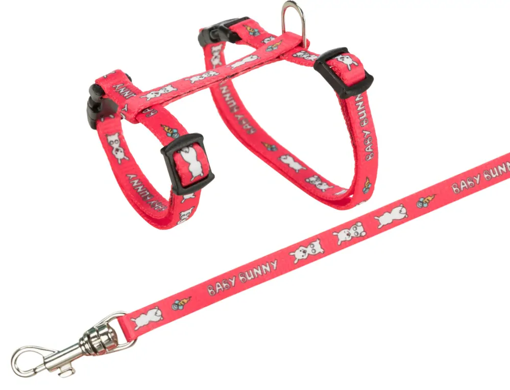 TRIXIE Postroj s vodítkem pro králíka, motiv BABY BUNNY 20-33 cm/8 mm, 1,25m
