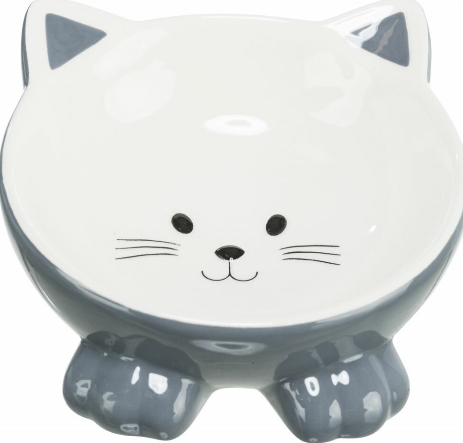TRIXIE Keramická miska ergonomická 0.15 l/ø 14 cm, vyvýšená, tvar kočka