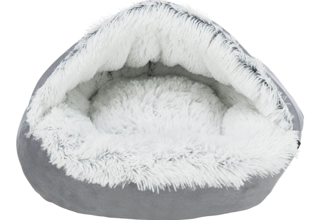 TRIXIE HARVEY plyšová jeskyně s hebkým vlasem,  ø 70 cm šedá/bílo-černá