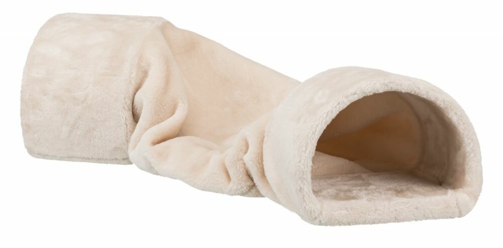 TRIXIE Plyšový tunel pro hlodavce 27 × 21 × 80 cm, 2 zpevněné výstupy, béžová