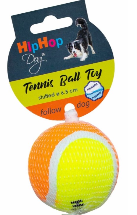 Tenisový míč plněný, plovoucí 6,5 cm HIPHOP DOG