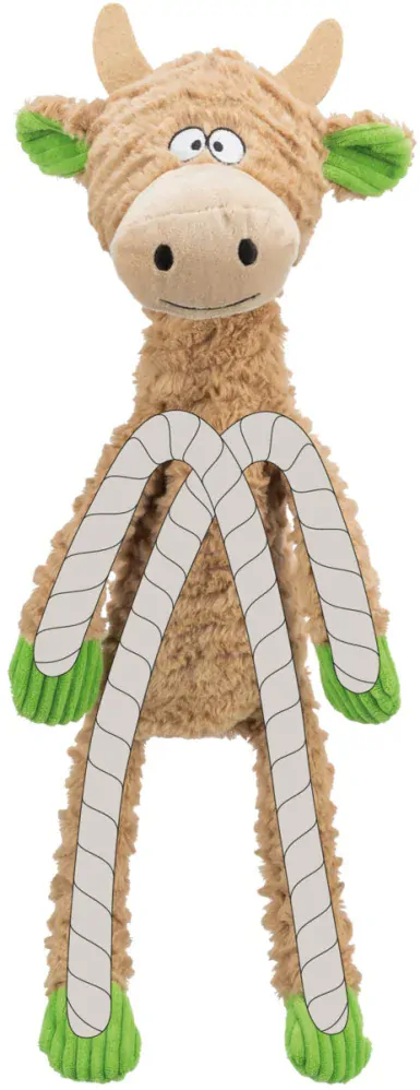 TRIXIE Plyšová kravička s vnitřním lanem, 50 cm, plyš/lano