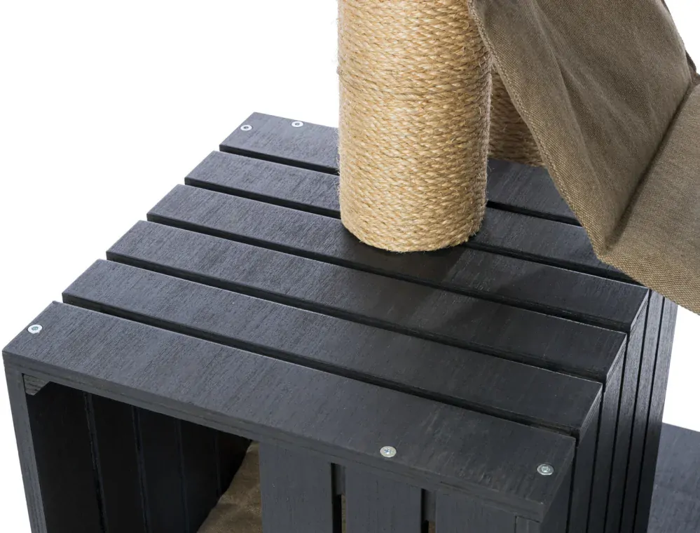 TRIXIE BE NORDIC škrabadlo FREIA, 123 cm, 2 x kukaň, hammock, antracit/písek