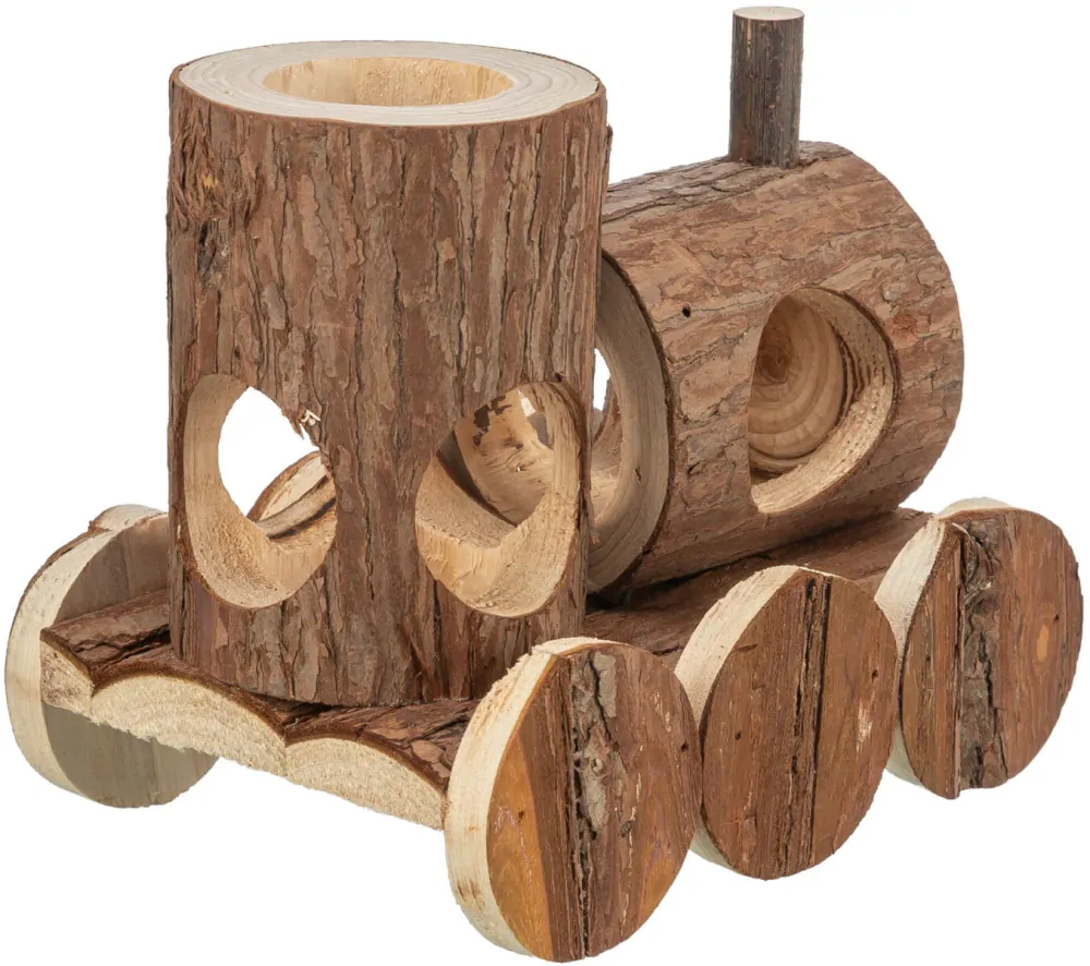 TRIXIE Vláček LEVIN pro myšky, 17 x 14 x 12 cm, přírodní dřevo s kůrou