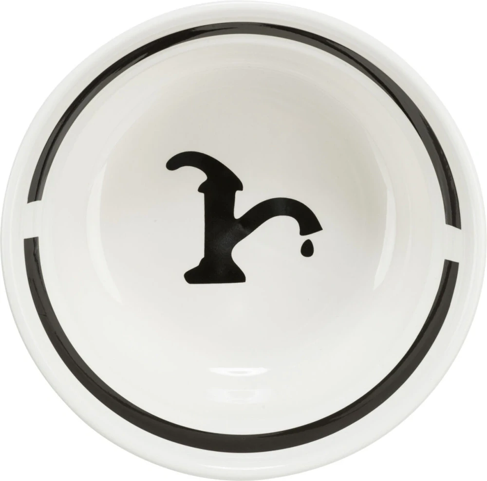 TRIXIE Keramická miska WATER, bílá/černá 0,25 l/ ø 13 cm