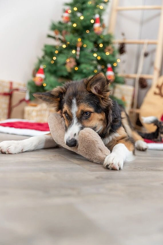 TRIXIE Xmas Bone - kost 24 cm, hračka pro psy se zvukem, plyš