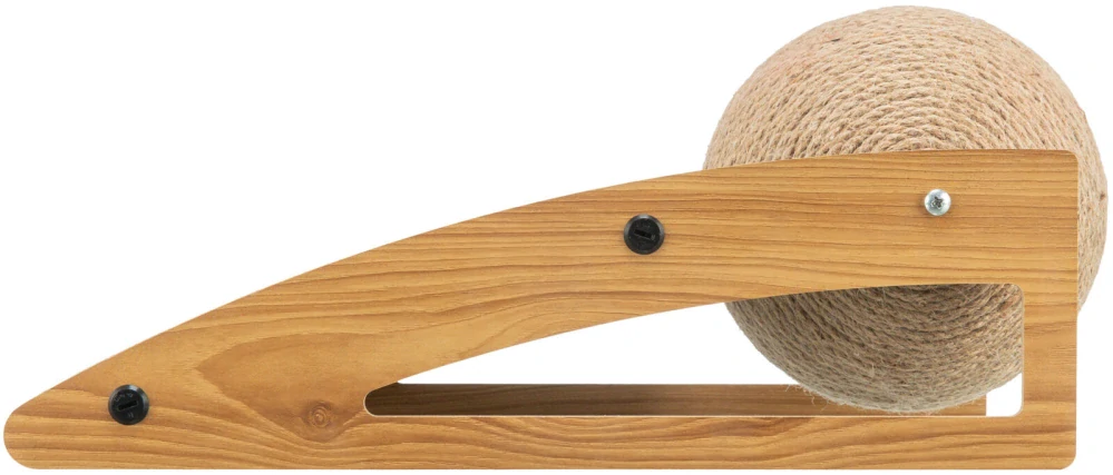 TRIXIE Škrabací rampa s míčem, 40 × 17 × 20 cm, dřevo/karton/sisal