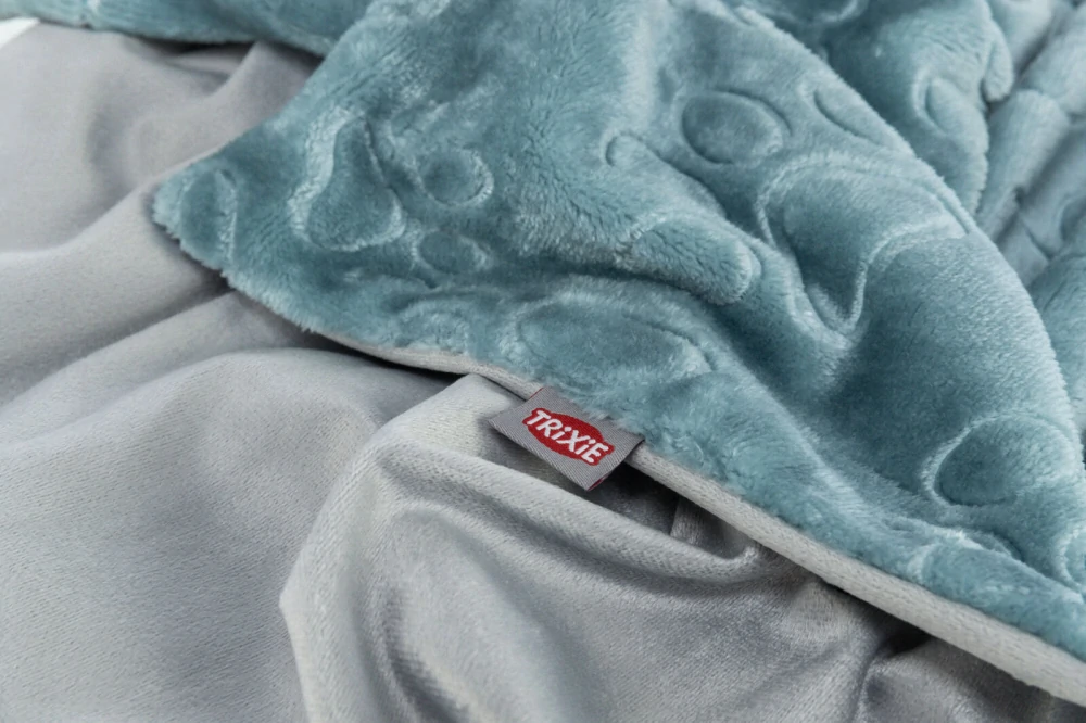 TRIXIE Plyšová deka BARRY, dvouvrstvý samet, modrá/šedá 150 x 100 cm