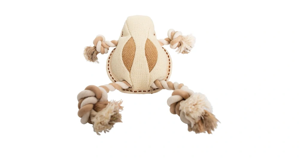 Žába na laně 33 cm, robustní jutová hračka pro psy, HIPHOP DOG, přírodní