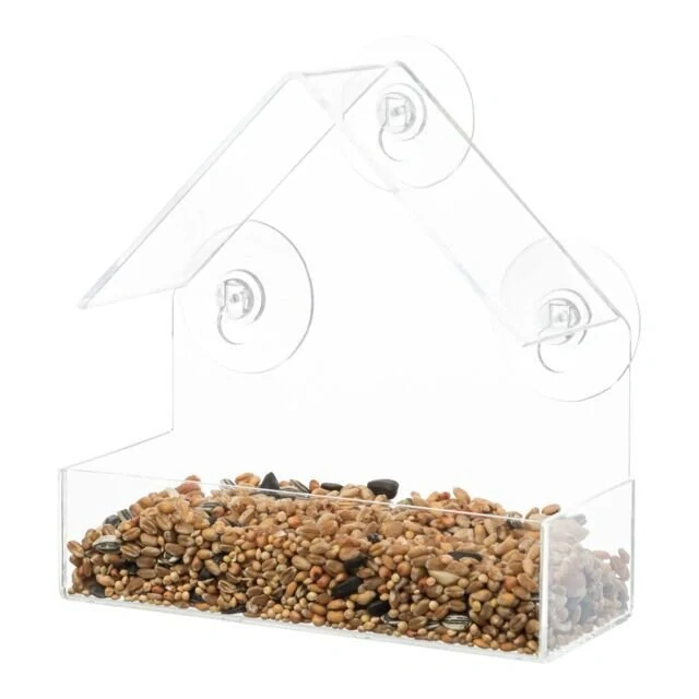 TRIXIE Krmítko pro ptáky na okenní tabuli, 225 ml/15 × 15 × 6 cm, plast