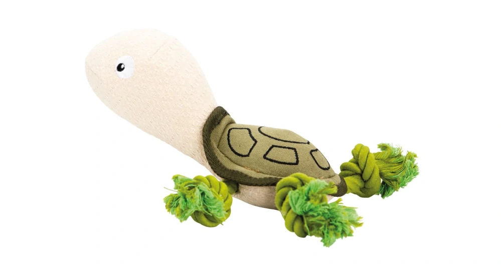 Mořská želva, 30 cm, látková hračka s bavlněnými uzly, HIPHOP DOG, zelená/krémová