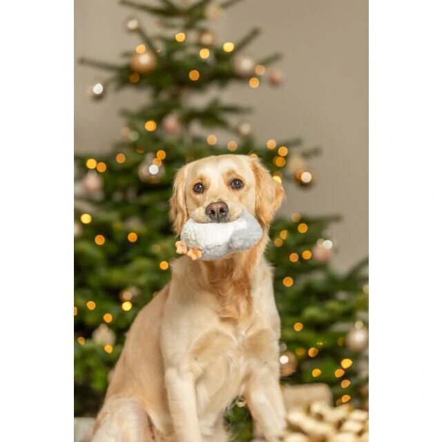 TRIXIE Vánoční sova na laně, se zvukem,  31 cm, plyš/bavlněné lano, šedá/bílá/béžová