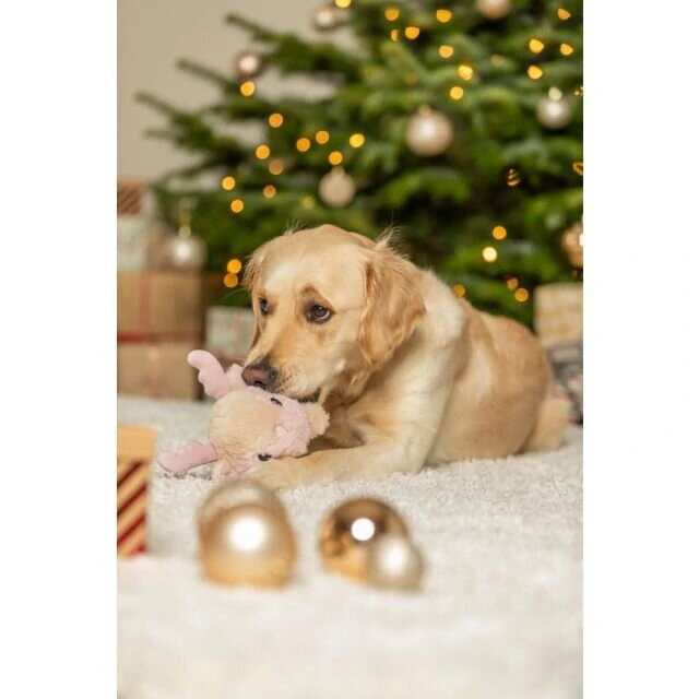 TRIXIE Vánoční sobík-kulička, 18 cm, se zvukem, plyš, krémová