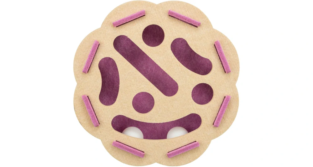 TRIXIE Interaktivní hra pro kočky Hole'n'Roll – květina, ø 30 × 7.5 cm, filc, růžová/béžová