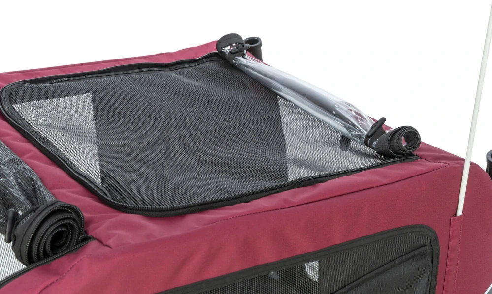 TRIXIE Vozík za kolo, S: 56 × 64 × 61/125 cm, do 15 kg, šedá/červená