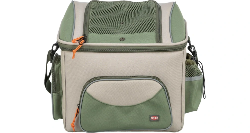 TRIXIE Transportní koš na nosič, polyester, 48 x 40 x 34 cm, olivově zelená/béžová