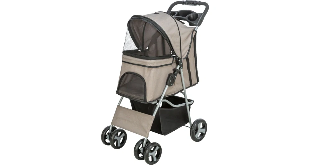 TRIXIE Kočárek pro psy BUGGY, rychlosklápěcí, 47 x 100 x 80 cm, nosnost do 15 kg, šedohnědá