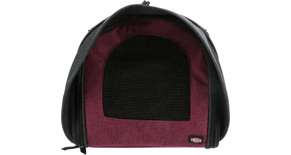 TRIXIE ALINA nylonová přepravní taška se síťkou 27x27x52 cm, antracit/bordó (max. 6 kg) - DOPRODEJ