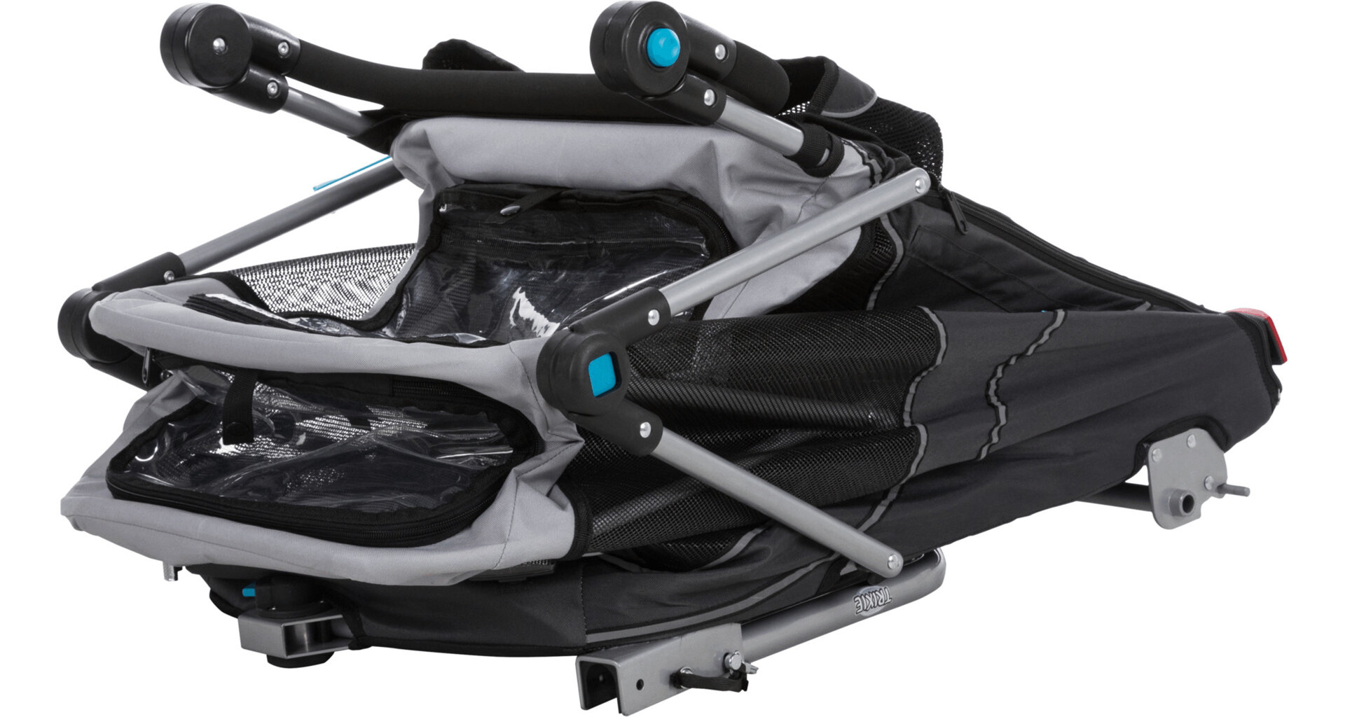 TRIXIE Vozík za kolo s funkcí rychlého skládání M 63 x 95 x 90/132 cm, nosnost max. 22 kg,  šedý