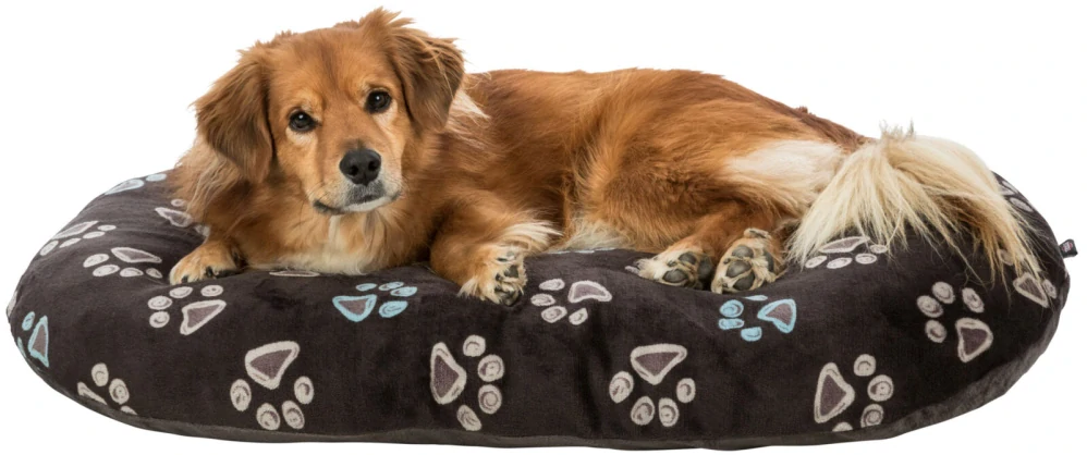 TRIXIE Oválný polštář JIMMY, taupe-šedý s tlapkami 80 x 50cm