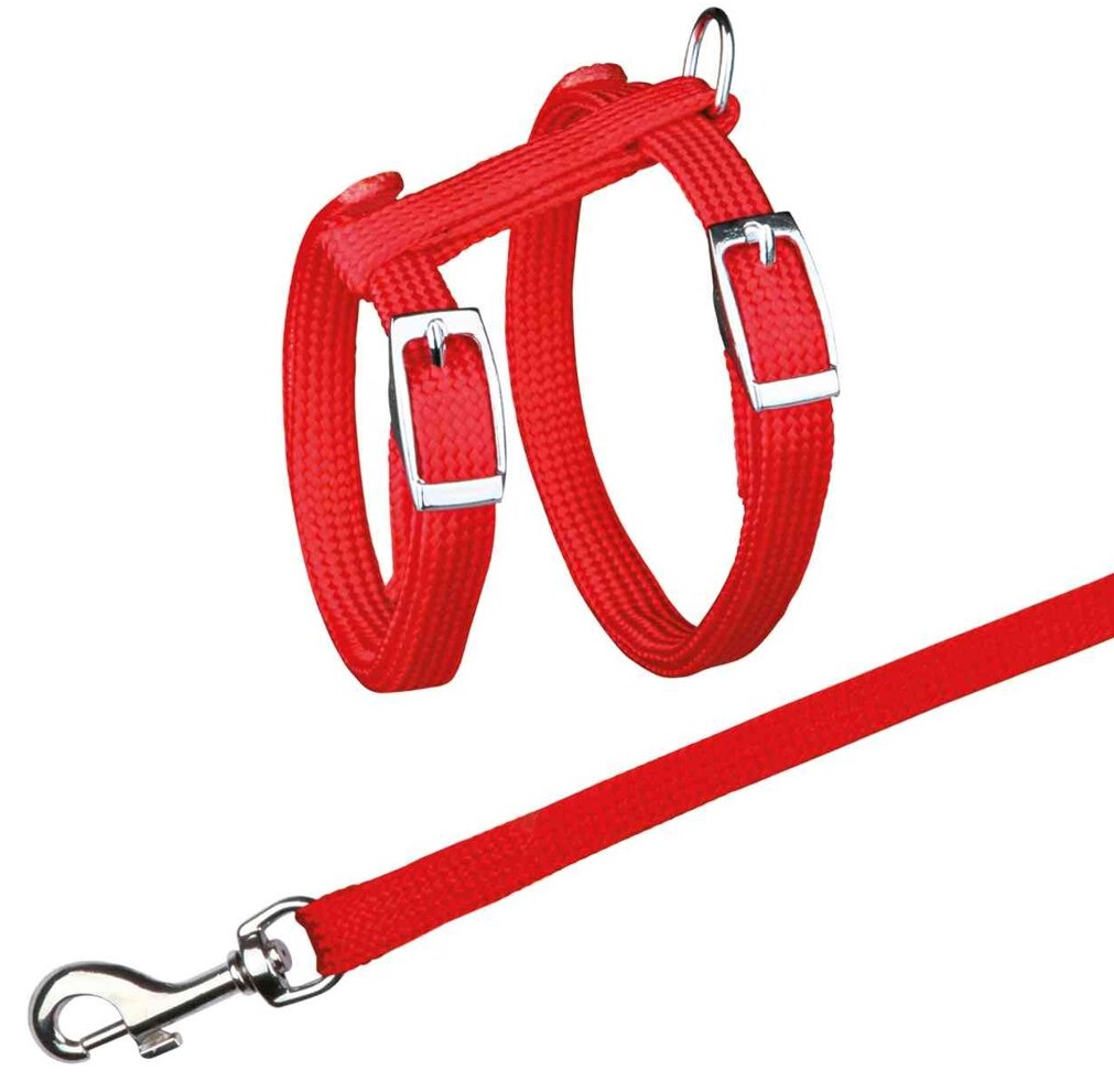 TRIXIE Postroj s vodítkem pro kočku jednobarevný 22-42cm/10mm 1,25m