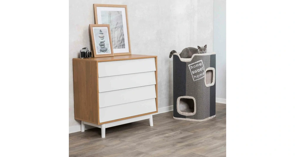TRIXIE Cat Tower JORGE s odpočívadlem,šedá s béžovou kožešinou 78cm