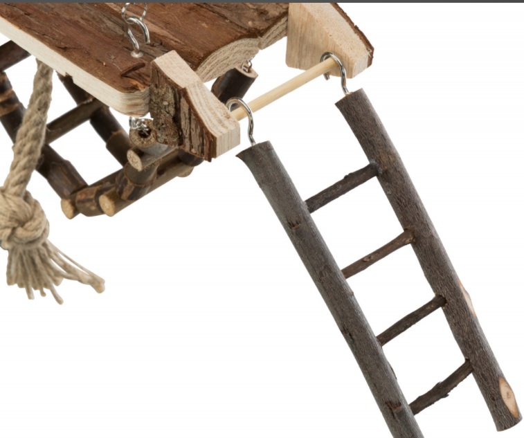 TRIXIE Dřevěné závěsné hřiště s domkem JANNE pro myši,křečky26x22cm