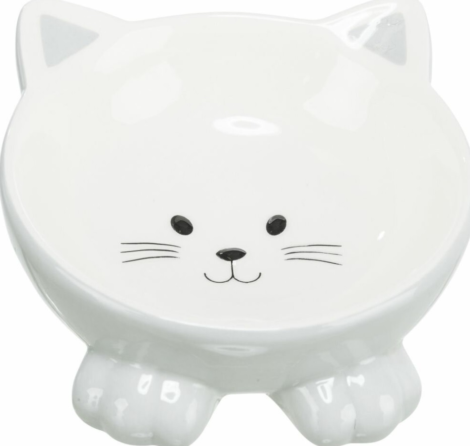 TRIXIE Keramická miska ergonomická 0.15 l/ø 14 cm, vyvýšená, tvar kočka