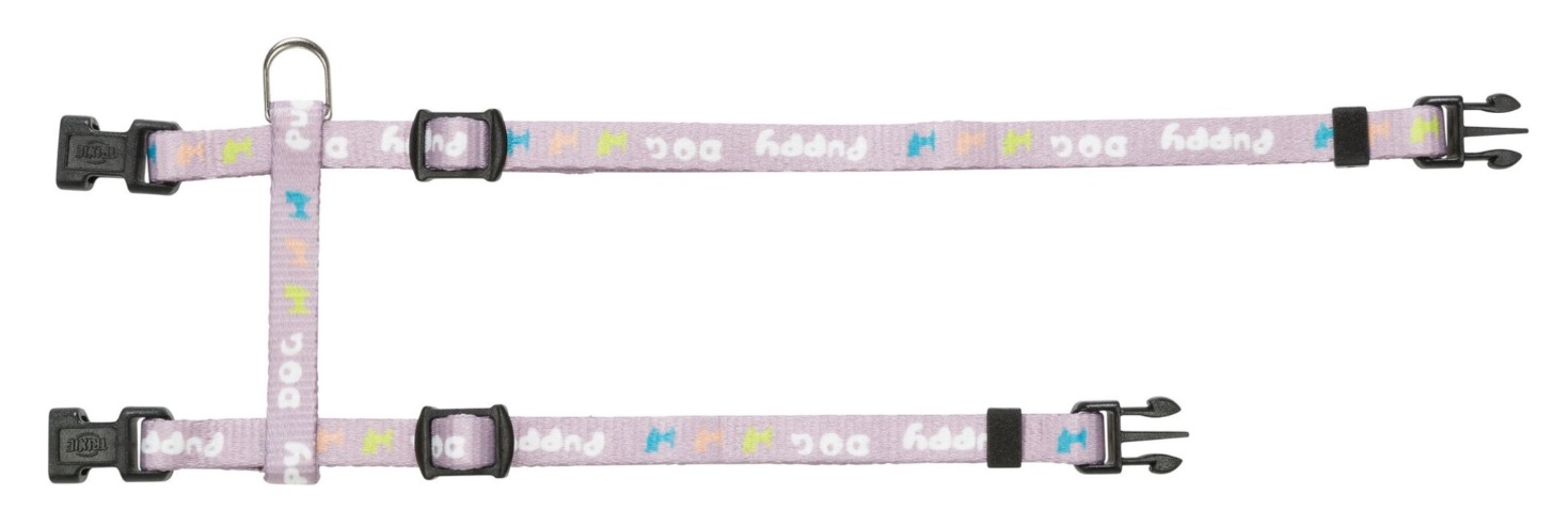 TRIXIE JUNIOR postroj s vodítkem pro štěňata, M-L: 27-45 cm, 2 m, světlá lila