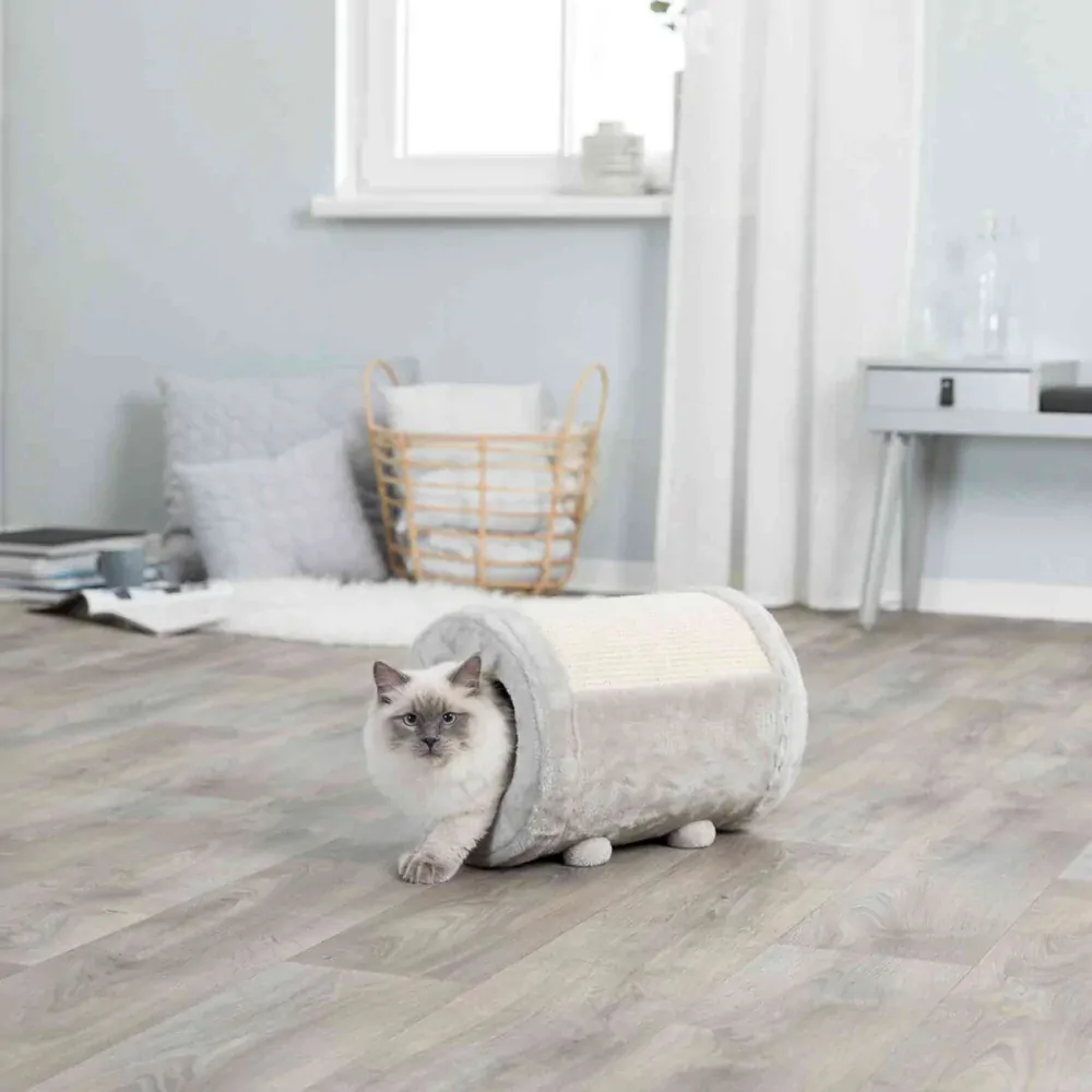 TRIXIE Škrábací válec,  ø 27 × 39 cm, plyš/sisal, šedá