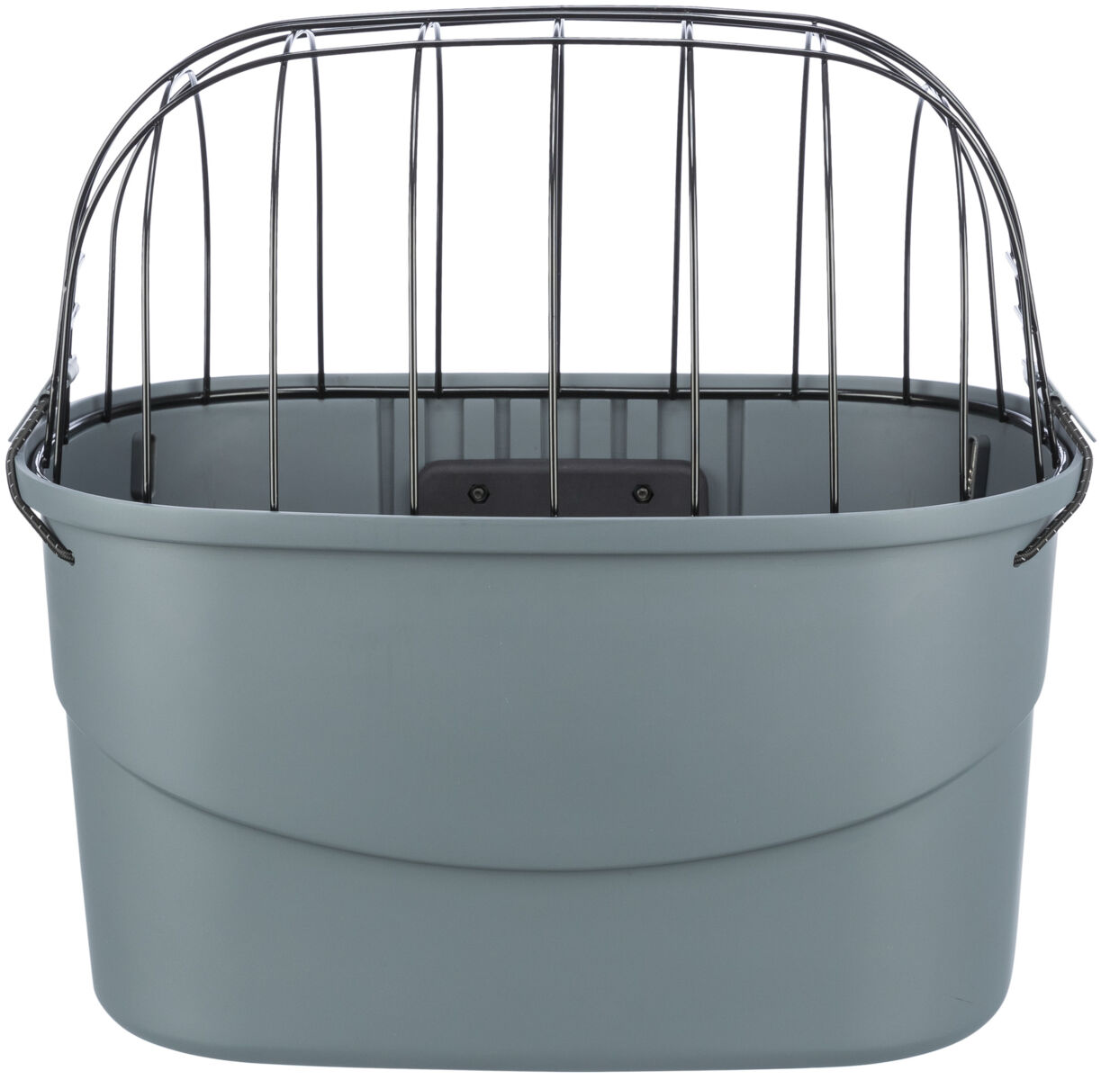 TRIXIE Plastová přepravka s drátěným víkem na kolo (řidítka), 42 x 39 x 30 cm, šedá (do 5 kg)