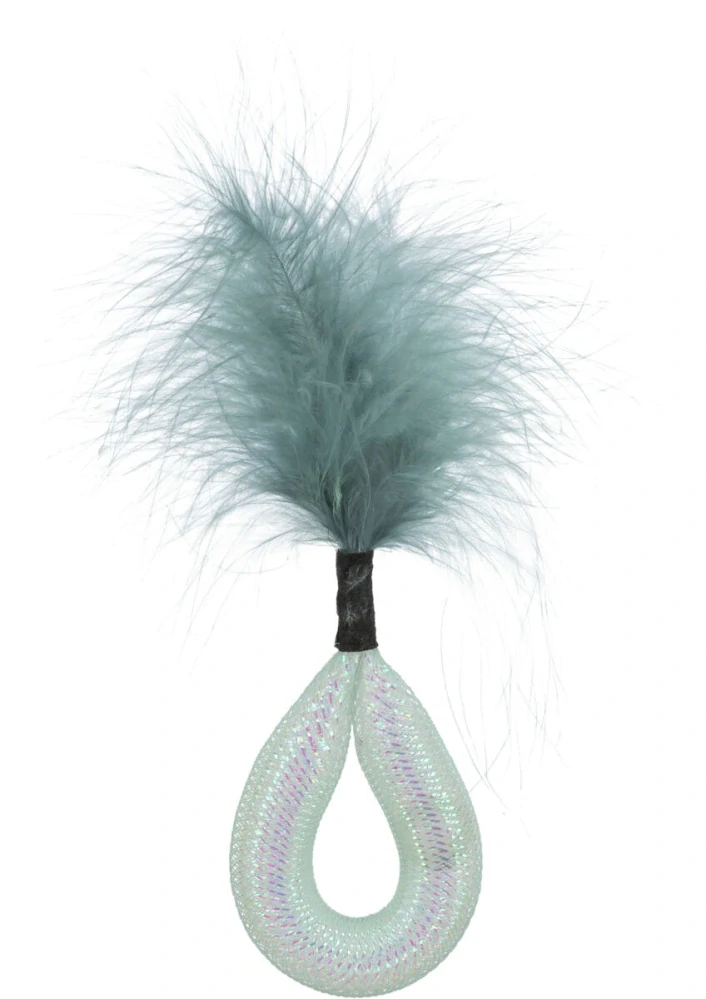 Set 4ks trubiček s peřím, hračka pro kočky,  15 cm