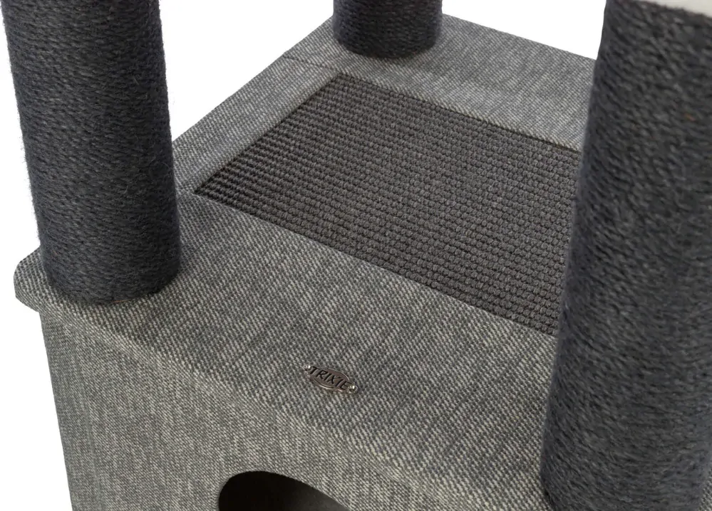 TRIXIE Škrabadlo ALMIRA, 2 jeskyně, odpočívadlo, 128 cm, šedá