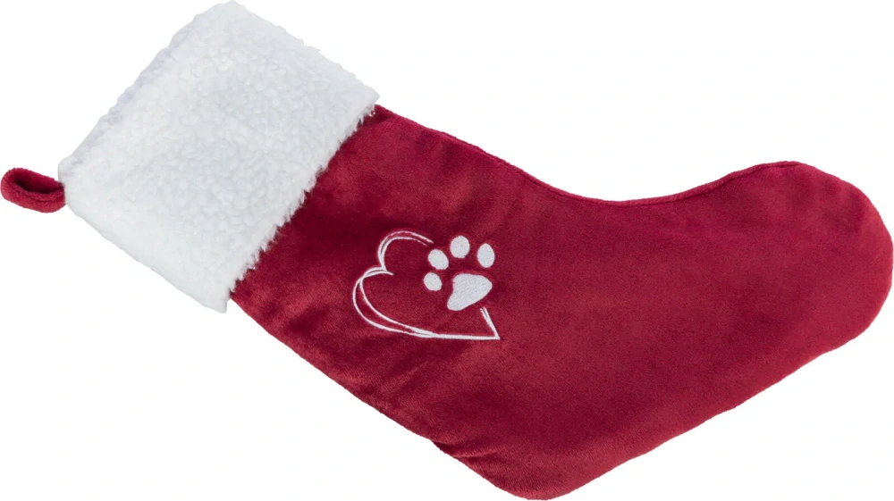 TRIXIE Xmas STOCKING - vánoční ponožka, 47 cm, plyš,  červená/bílá