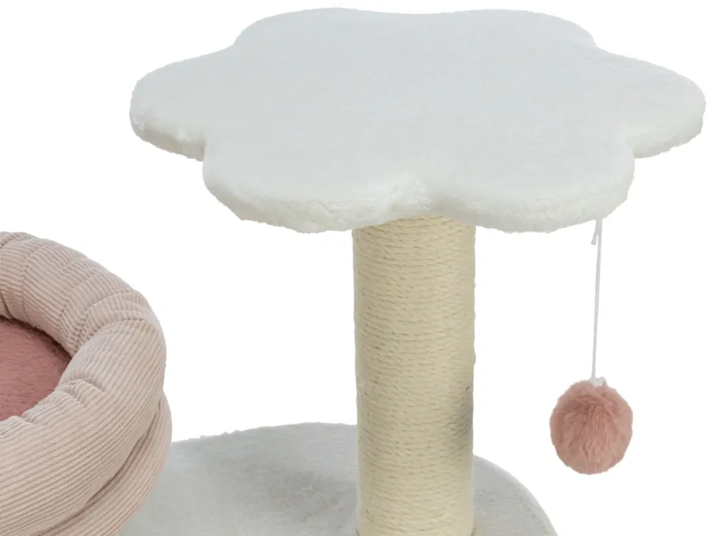 TRIXIE Škrabadlo ISABELLA, 70 cm, oválná základna, 2 patra, tunel, lůžko, bílá/antická růžová