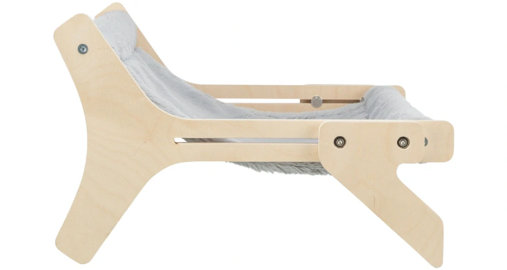 TRIXIE Hammock, lehátko pro kočky do 12 kg, 47 x 24 x 38 cm, dřevo/plyš, šedá