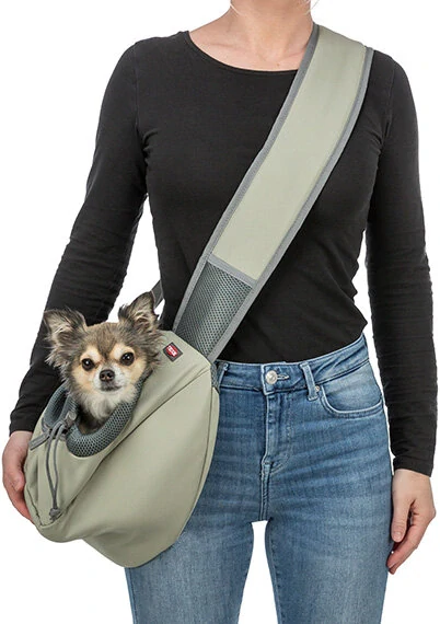 TRIXIE Front Sling Carrier - přední nosítko/taška, 50 x 25 x 18 cm, světlezelená/šedá (max. 5kg)