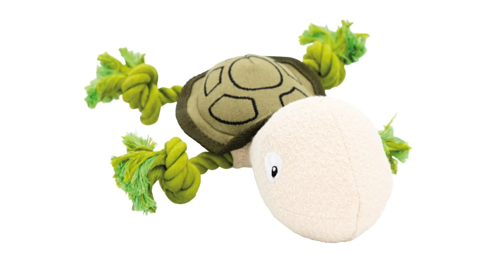 Mořská želva, 30 cm, látková hračka s bavlněnými uzly, HIPHOP DOG, zelená/krémová